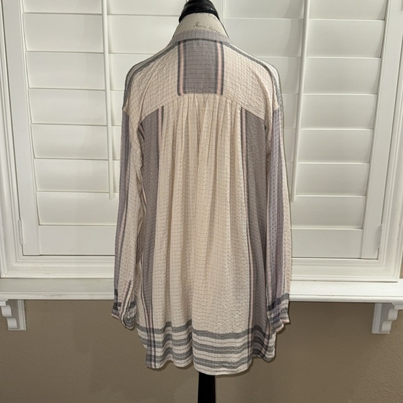 Free People Metallic Large Plaid Tunic Top - Picture 5 of 12